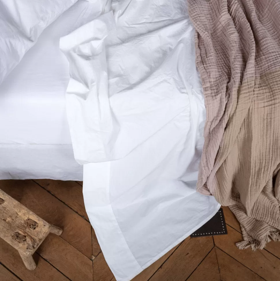 Drap plat en percale de coton - Blanc Craie>Merci Paris Store